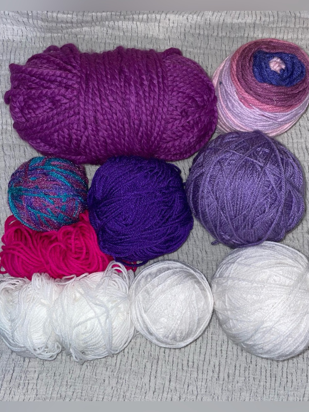 Yarn Bundle - Purple, Pink & White Yarn Assorted